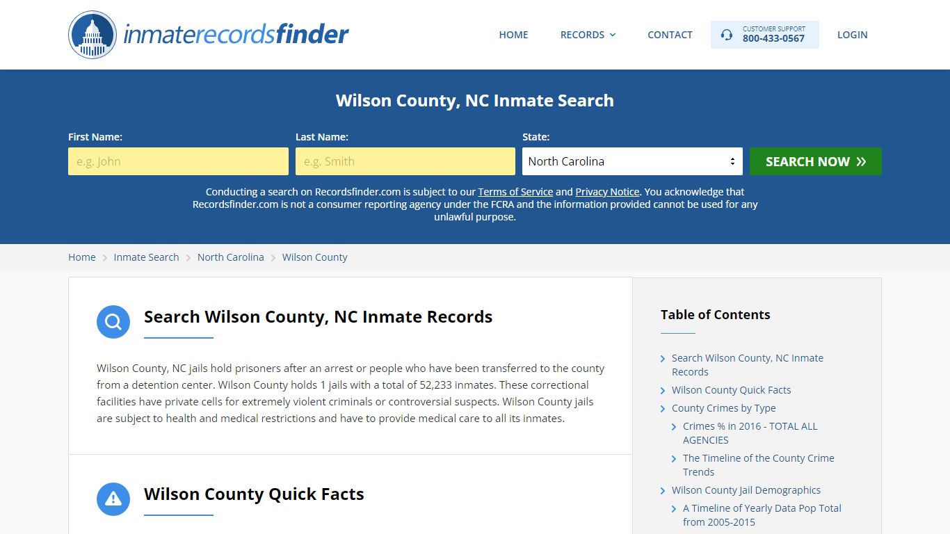 Wilson County, NC Inmate Lookup & Jail Records Online - Recordsfinder.com